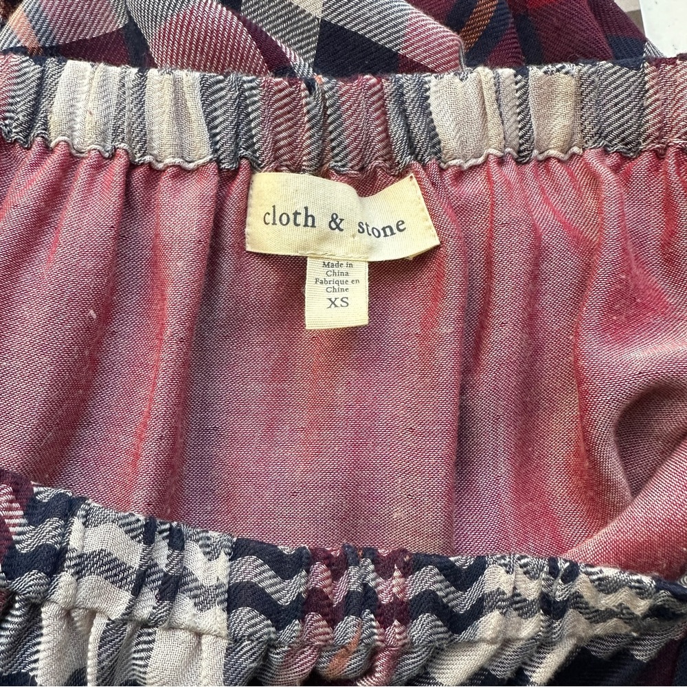 ANTHROPOLOGIE Cloth & Stone Plaid Off-The-Shoulder Tunic Dress - Picture 11 of 12